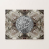 白いバラのフローラ抽象芸術ヴィンテージ写真の追加 ジグソーパズル (横)