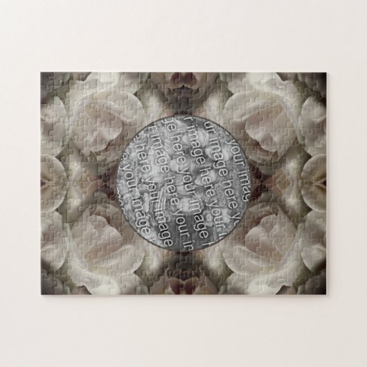 白いバラのフローラ抽象芸術ヴィンテージ写真の追加 ジグソーパズル (横)