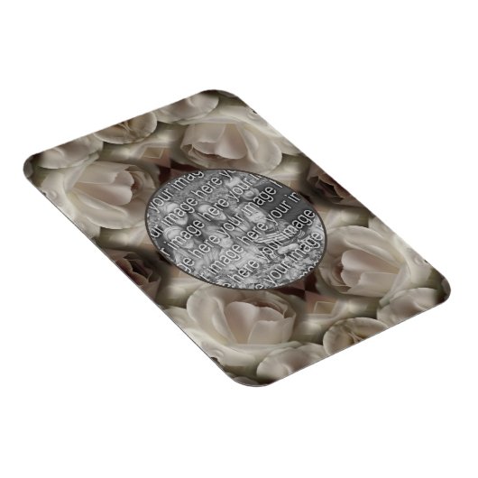 白いバラのフローラ抽象芸術ヴィンテージ写真の追加 マグネット (右側)