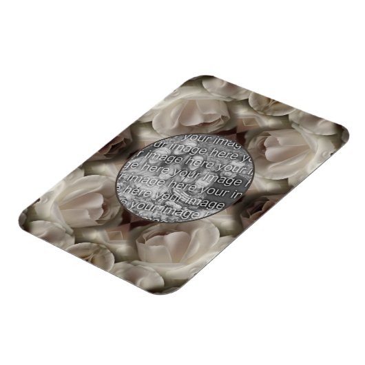 白いバラのフローラ抽象芸術ヴィンテージ写真の追加 マグネット (左側)