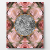 白いバラのフローラ抽象芸術着色あなたの写真を追加 フォトプラーク (正面)