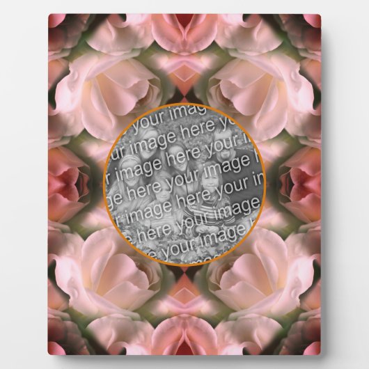 白いバラのフローラ抽象芸術着色あなたの写真を追加 フォトプラーク (正面)