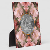 白いバラのフローラ抽象芸術着色あなたの写真を追加 フォトプラーク (側面)