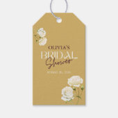 白いバラのブライダルシャワーとともに咲き誇る愛 ギフトタグ (正面)