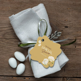 白いバラのブライダルシャワーとともに咲く愛 フェイバータグ