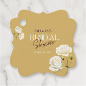 白いバラのブライダルシャワーとともに咲く愛 フェイバータグ (正面)