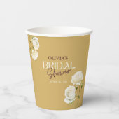 白いバラのブライダルシャワーと咲き始める愛 紙コップ (正面)