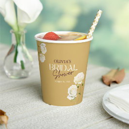 白いバラのブライダルシャワーと咲き始める愛 紙コップ