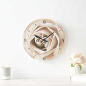 白いバラのプリント ラージ壁時計 (ホーム)