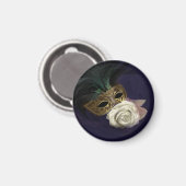 白いバラのベニスのマスク マグネット (正面/裏面)