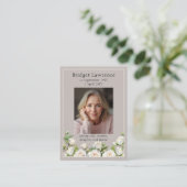 白いバラのメモリアルフォト タウペ 祈りのカード 名刺 (スタンド正面)