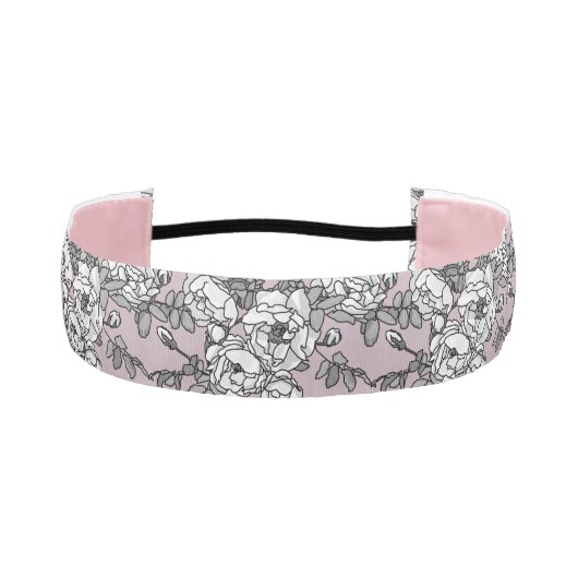 白いバラのラベンダーの背景 アスレチックヘッドバンド (正面)