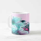 白いバラのリングや輪花びら コーヒーマグカップ (正面左)