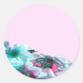 白いバラのリングや輪花びら ラウンドシール (正面)