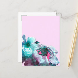 白いバラのリングや輪花びら 案内ポストカード