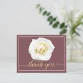 白いバラのワイルドジンジャー背景 ありがとう ポストカード (スタンド正面)