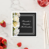白いバラの上の黒いフローラ結婚ズ スタンダードカクテルナプキン (インサイチュ)