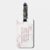白いバラの大理石のばら色の金ゴールドのモノグラムのなイニシャル ラゲッジタグ (裏面縦)