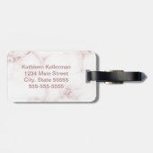 白いバラの大理石のばら色の金ゴールドのモノグラムのなイニシャル ラゲッジタグ (裏面横)