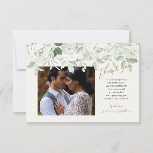 白いバラの感謝カード サンキューカード (正面)