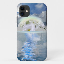 白いバラの月が海ファンタジー iPhone 11 ケース