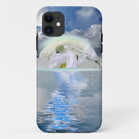 白いバラの月が海ファンタジー Case-Mate iPhoneケース (裏面)