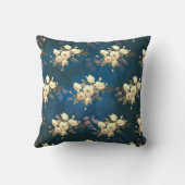 白いバラの枝のパターン クッション (裏面)