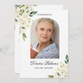 白いバラの死亡届スペインの出 サンキューカード (正面/裏面)