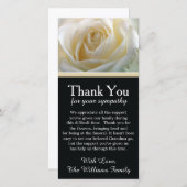 白いバラの死別の悔やみや弔慰は感謝していしています サンキューカード (正面/裏面)