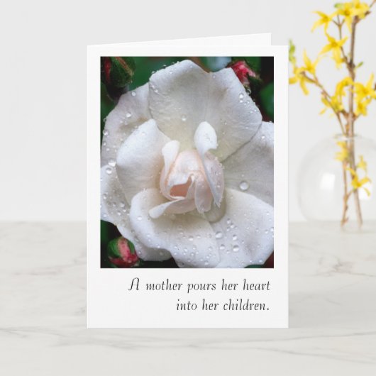 白いバラの母の日のカード カード (黄色い花)