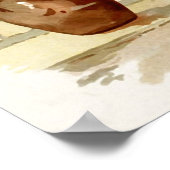 白いバラの水彩ヴィンテージの花瓶プリント ポスター (角)