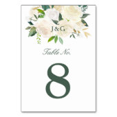 白いバラの水彩画| テーブルナンバー (裏面)