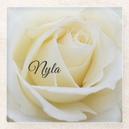 白いバラの白いバラのクローズアップ写真 ガラスコースター