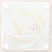 白いバラの白いバラのクローズアップ写真 ガラスコースター (裏面)