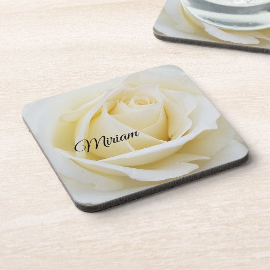 白いバラの白いバラのクローズアップ写真 コースター (左側)