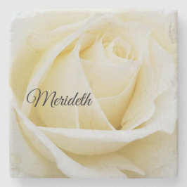 白いバラの白いバラのクローズアップ写真 ストーンコースター