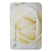 白いバラの白いバラのクローズアップ写真 バスマット (正面縦)