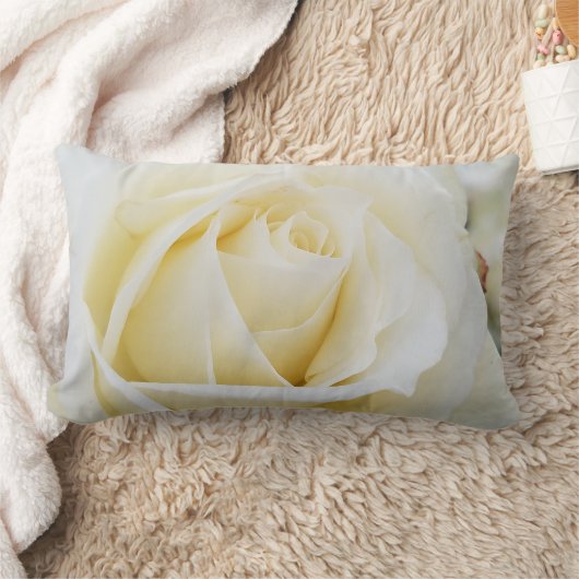 白いバラの白いバラのクローズアップ写真 ランバークッション (ブランケット)