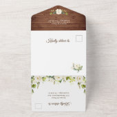 白いバラの素朴な木製ランタン ウェディング オールインワン招待状 (外側)