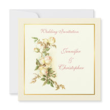 白いバラの結婚式招待状