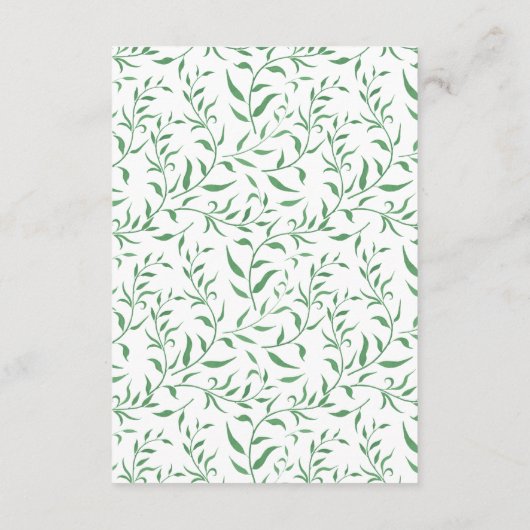 白いバラの緑の結婚葉が強く願う エンクロージャーカード (裏面)