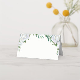 白いバラの緑の結婚葉 プレイスカード