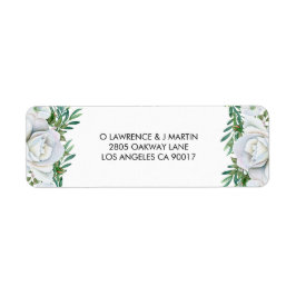 白いバラの緑の結婚葉 ラベル