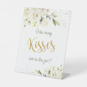 白いバラの緑は、瓶の中のキスの数を推測 台座サイン (正面)