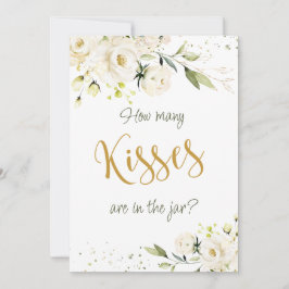 白いバラの緑は、瓶の中のキスの数を推測 招待状