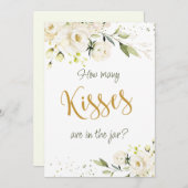 白いバラの緑は、瓶の中のキスの数を推測 招待状 (正面/裏面)