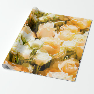 白いバラの縦のパターン。記念日、背中 ラッピングペーパー