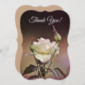 白いバラの花のアート サンクス ノート カード (正面/裏面)