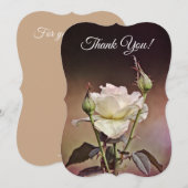 白いバラの花のアート サンクス フラット ノート カード (正面/裏面)
