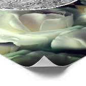 白いバラの花のフレーム 自分だけの写真を作ろう ポスター (角)